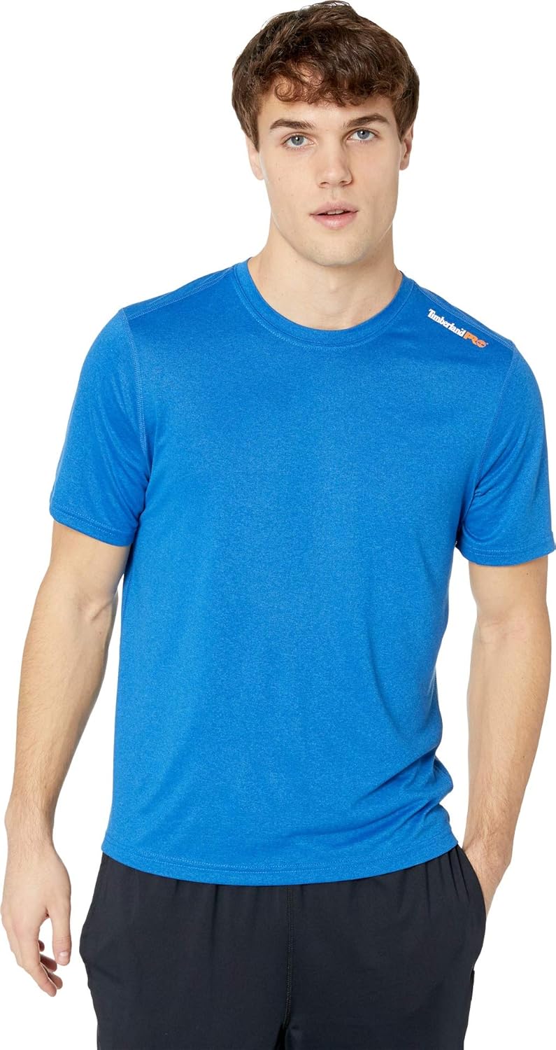 

Мужская спортивная футболка Timberland PRO A1P1Z с коротким рукавом, влагоотводящая, Turkish Sea Dark Heather