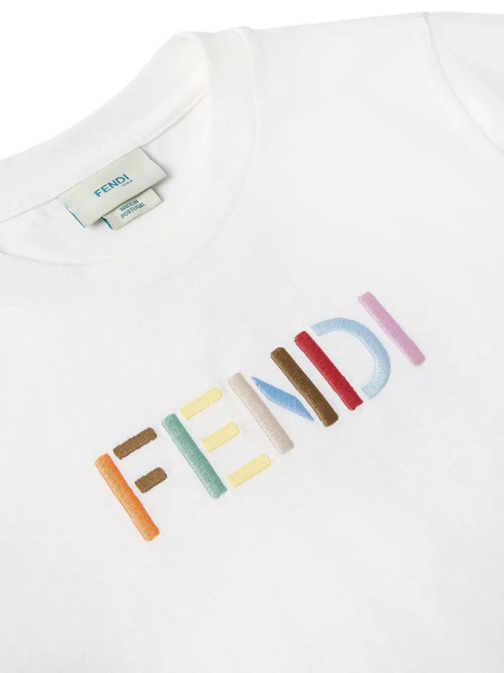 Футболка с вышитым логотипом Fendi Kids, белый — фото 3