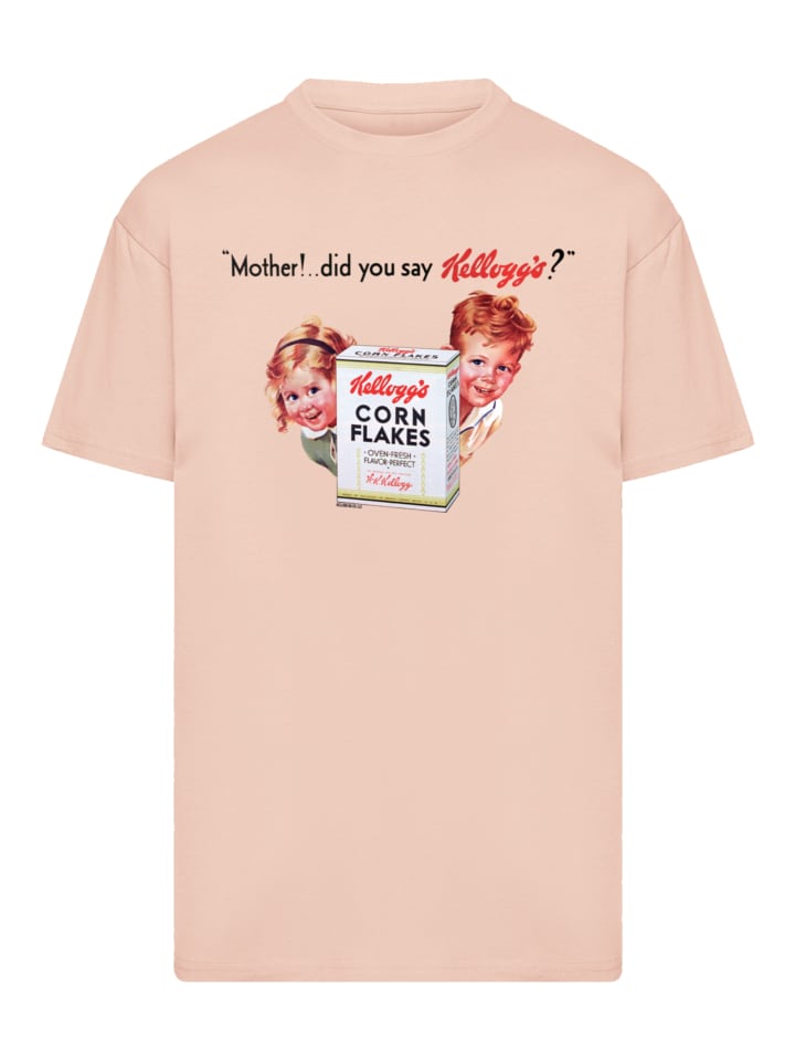 

Футболка большого размера с винтажной детской рекламой Kellogg's Corn Flakes янтарного цвета F4NT4STIC
