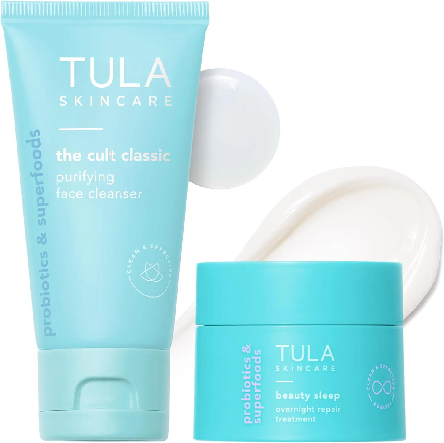 Набор для ухода за кожей TULA Skin Care: очищающее средство и ночное восстановление, дорожный набор