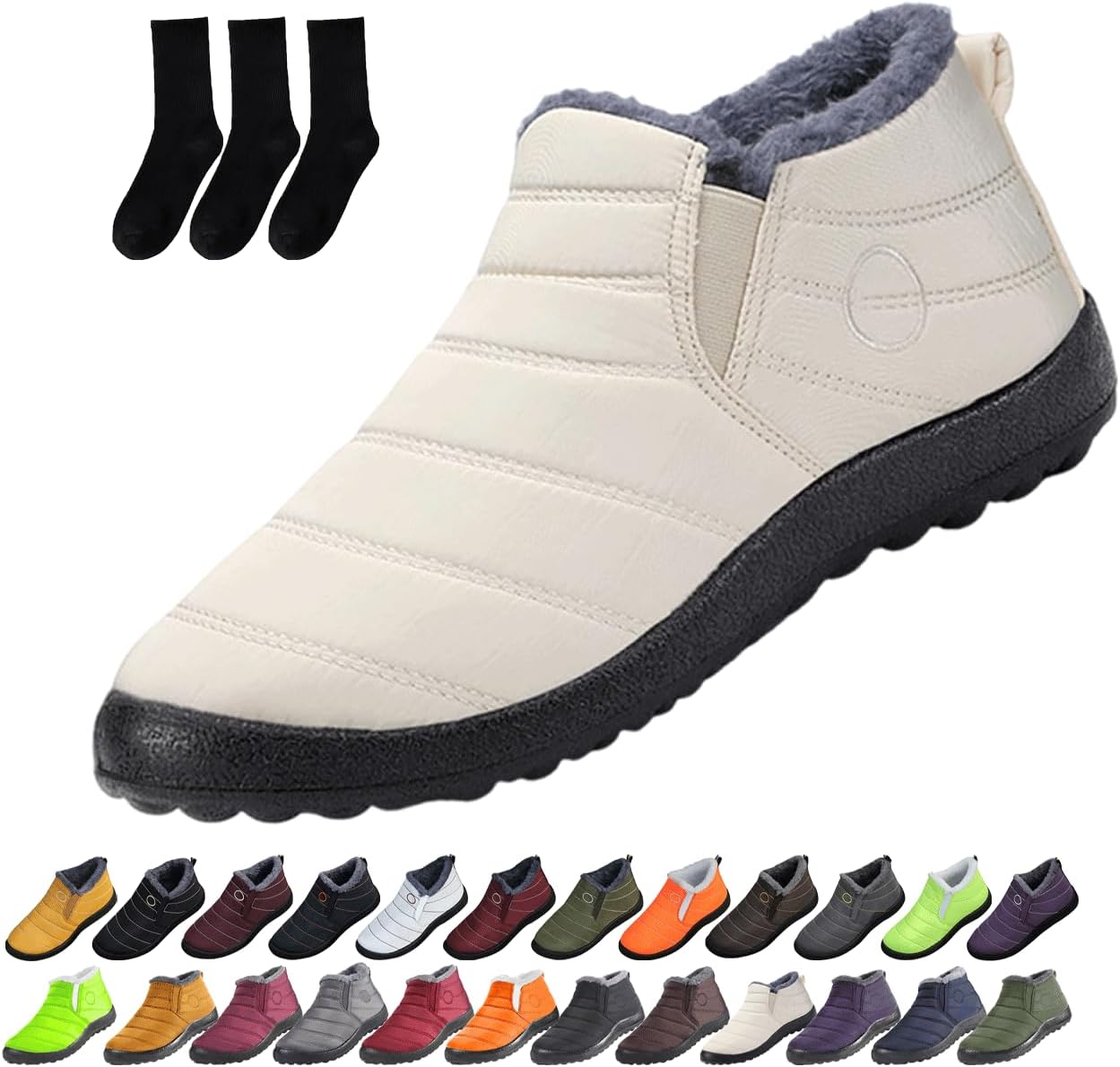 

Женские и мужские снежные ботинки, утепленные ботильоны для снега, удобные легкие кроссовки, теплая и комфортная обувь на зиму Generic, бежевый