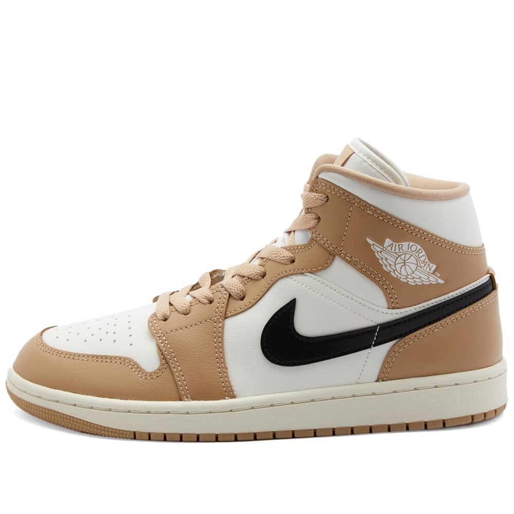 Кроссовки Air Jordan 1 Mid, коричневый/черный/белый — фото 2