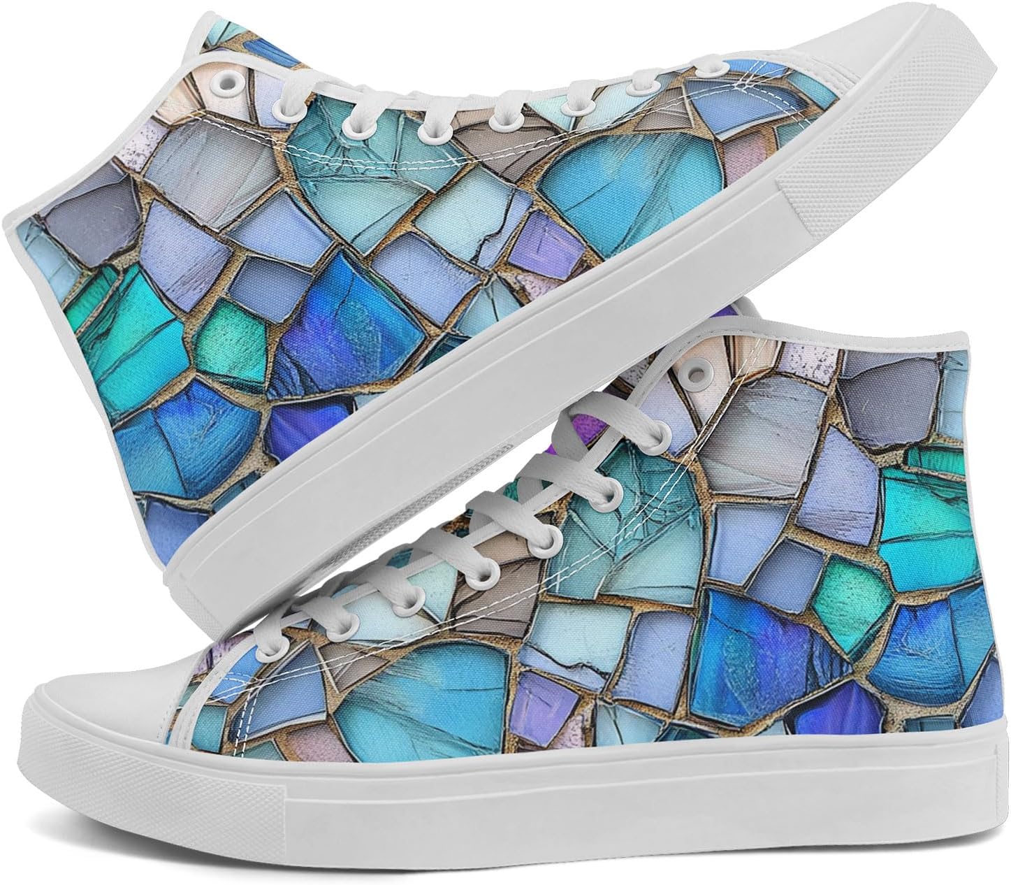 

Высокие кеды на шнуровке AWSOLE с принтом из витражного стекла для женщин и мужчин, разноцветные легкие модные повседневные обувные для прогулок