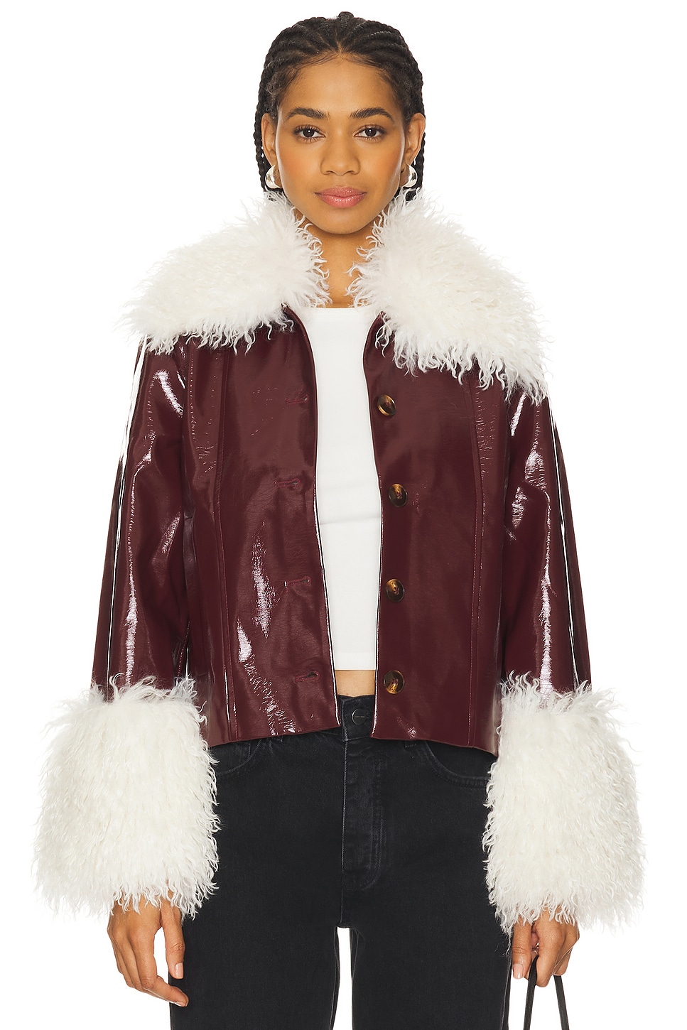 

Куртка Bonnie из искусственного меха с виниловыми вставками Kitri, oxblood