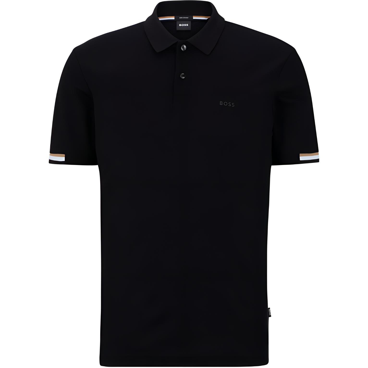 

Босс Полированная логотипная поло обычного кроя HUGO BOSS, черный