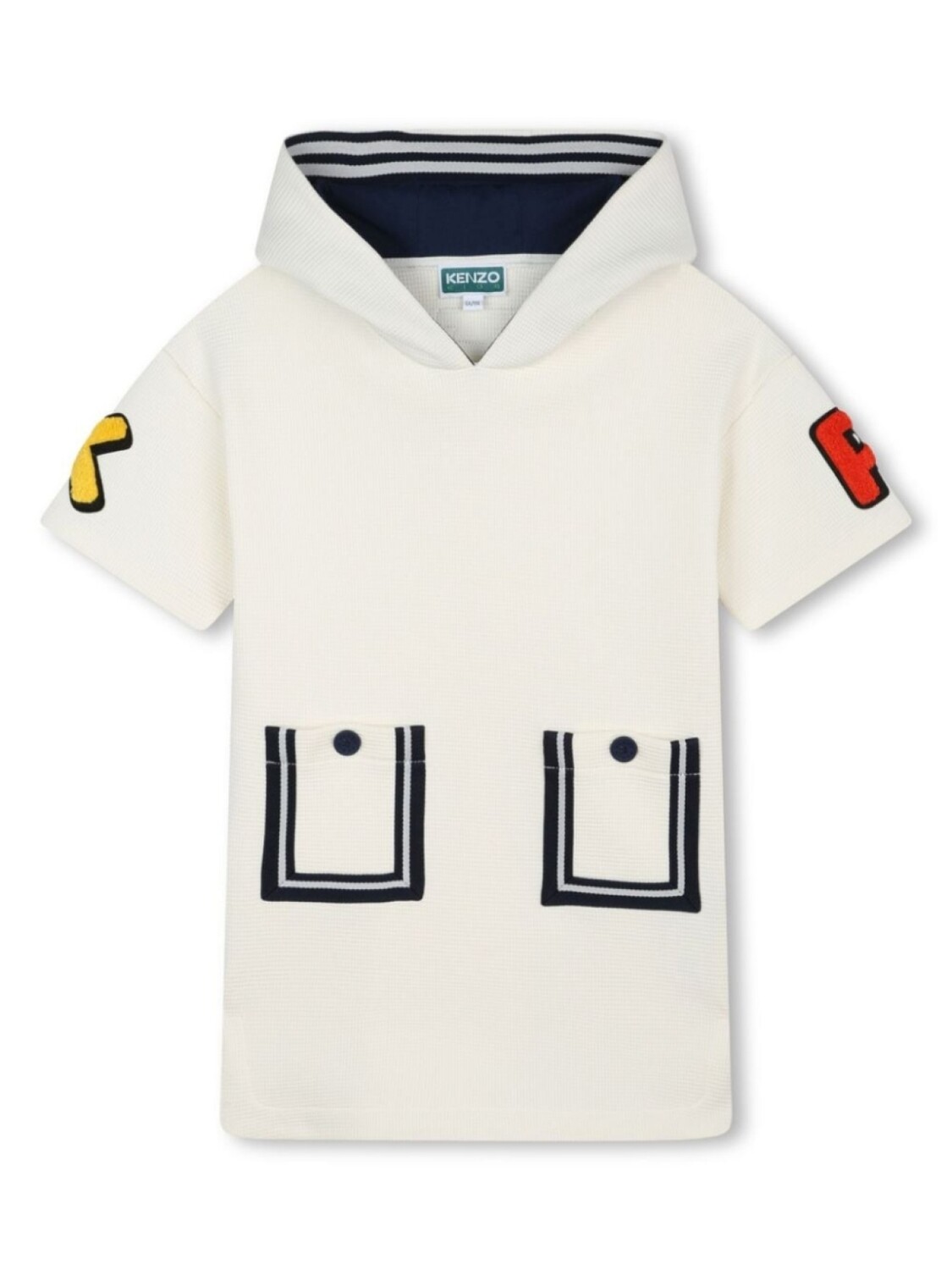 

Kenzo Kids платье с капюшоном и отделкой в полоску, белый