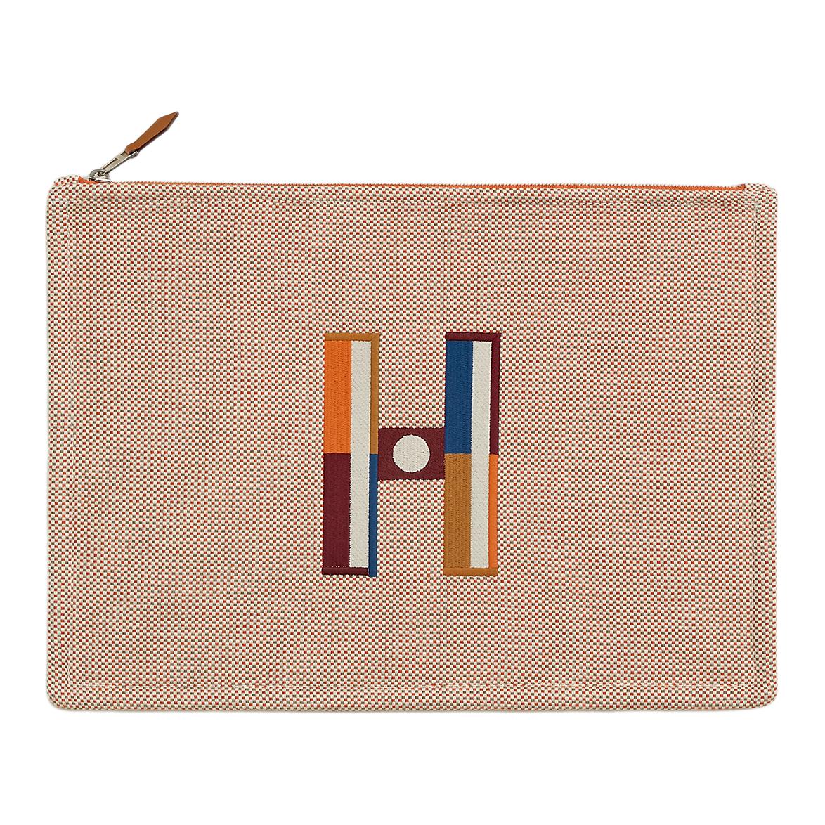 

Хлопковая сумка для хранения клатч большого размера женская оранжевый и светло-бежевый HERMES, оранжевый и светло-серый умбра