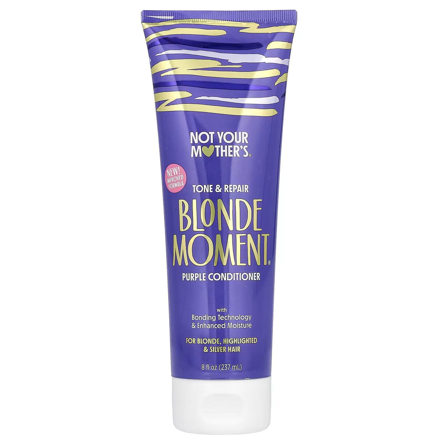 

Blonde Moment, Тонирующий и восстанавливающий фиолетовый кондиционер, для светлых, мелированных и серебристых волос, 8 жидких унций (237 мл) Not Your Mother'S