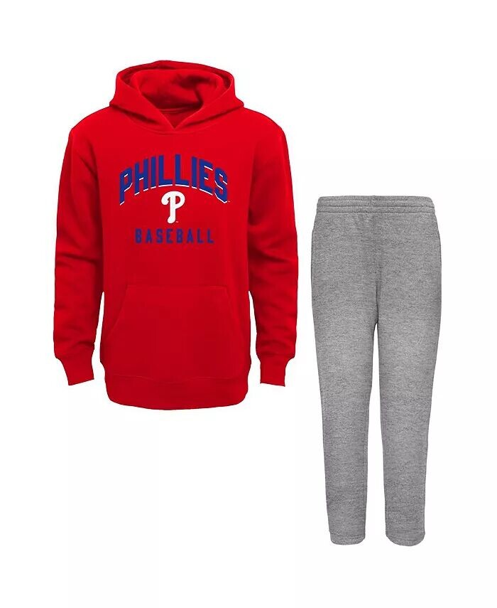 

Комплект из пуловера с капюшоном и брюками Philadelphia Phillies Play by Play для мальчиков и девочек красного и серого цветов Outerstuff