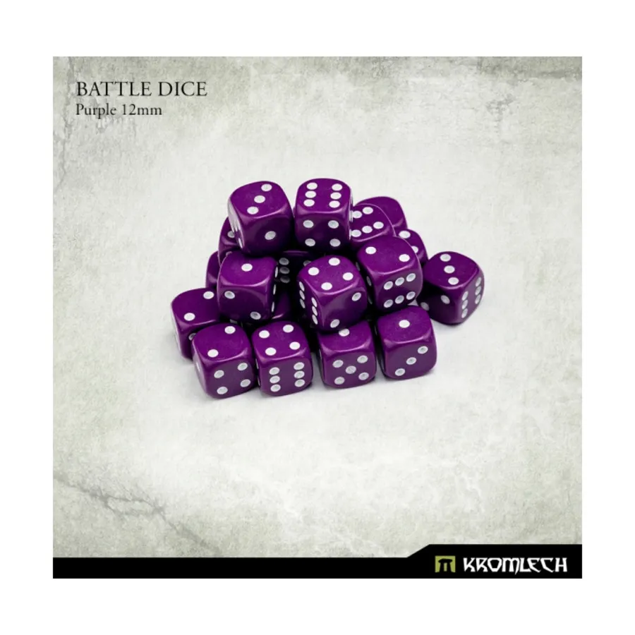 

d6 Фиолетовый с белым – Мини-боевые кубики (25), Battle Dice (Kromlech)