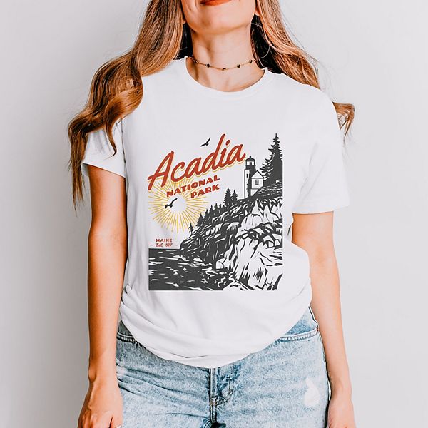 

Футболка с коротким рукавом Acadia national park maine est 1919 Simply Sage Market, White