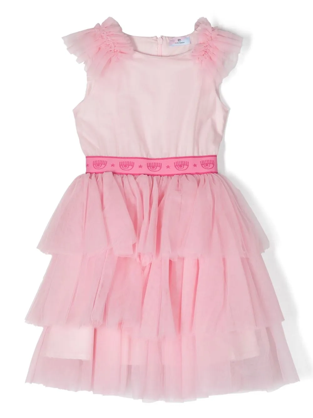 

Платье с оборками и логотипом Chiara Ferragni Kids, розовый
