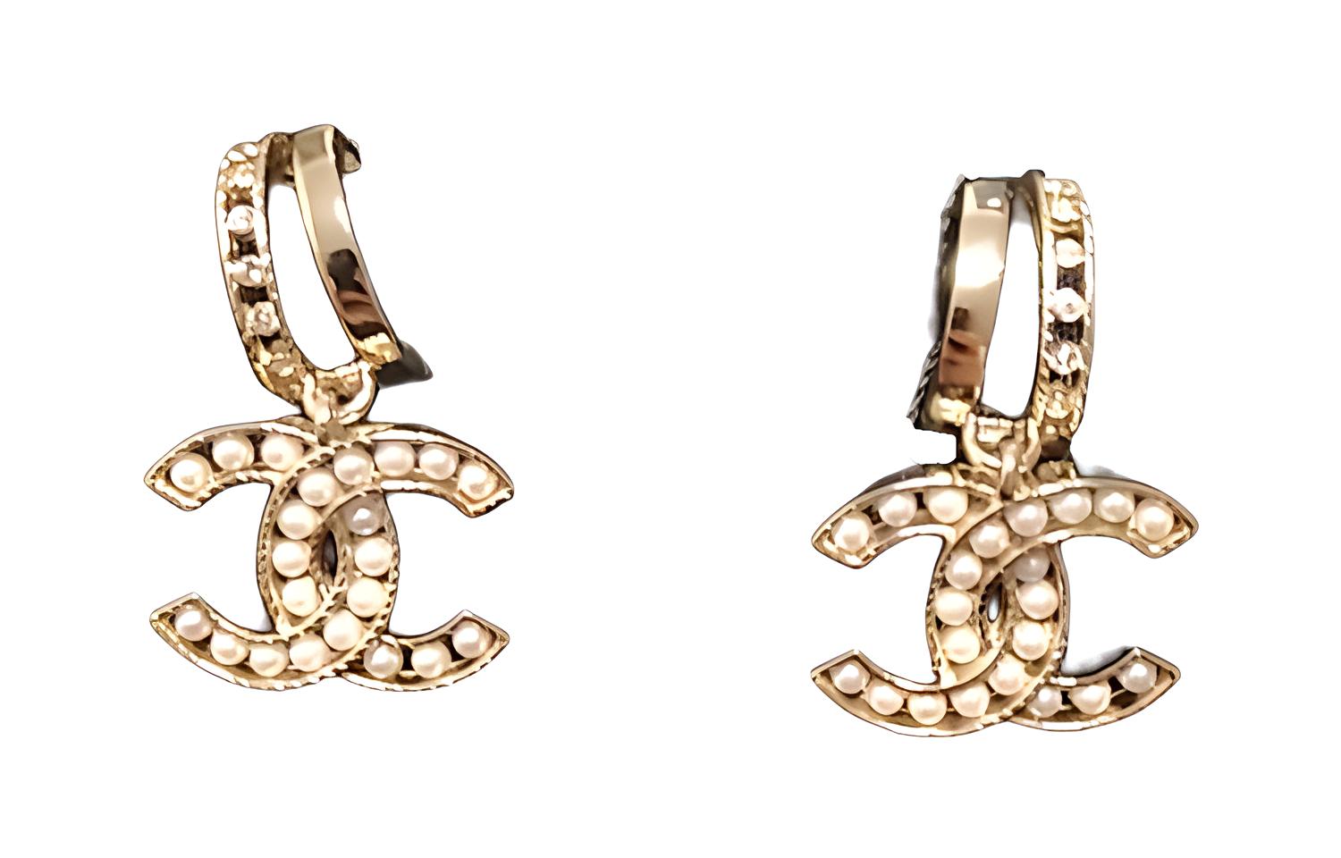 

Металлические серьги со стразами для женщин CHANEL, золото