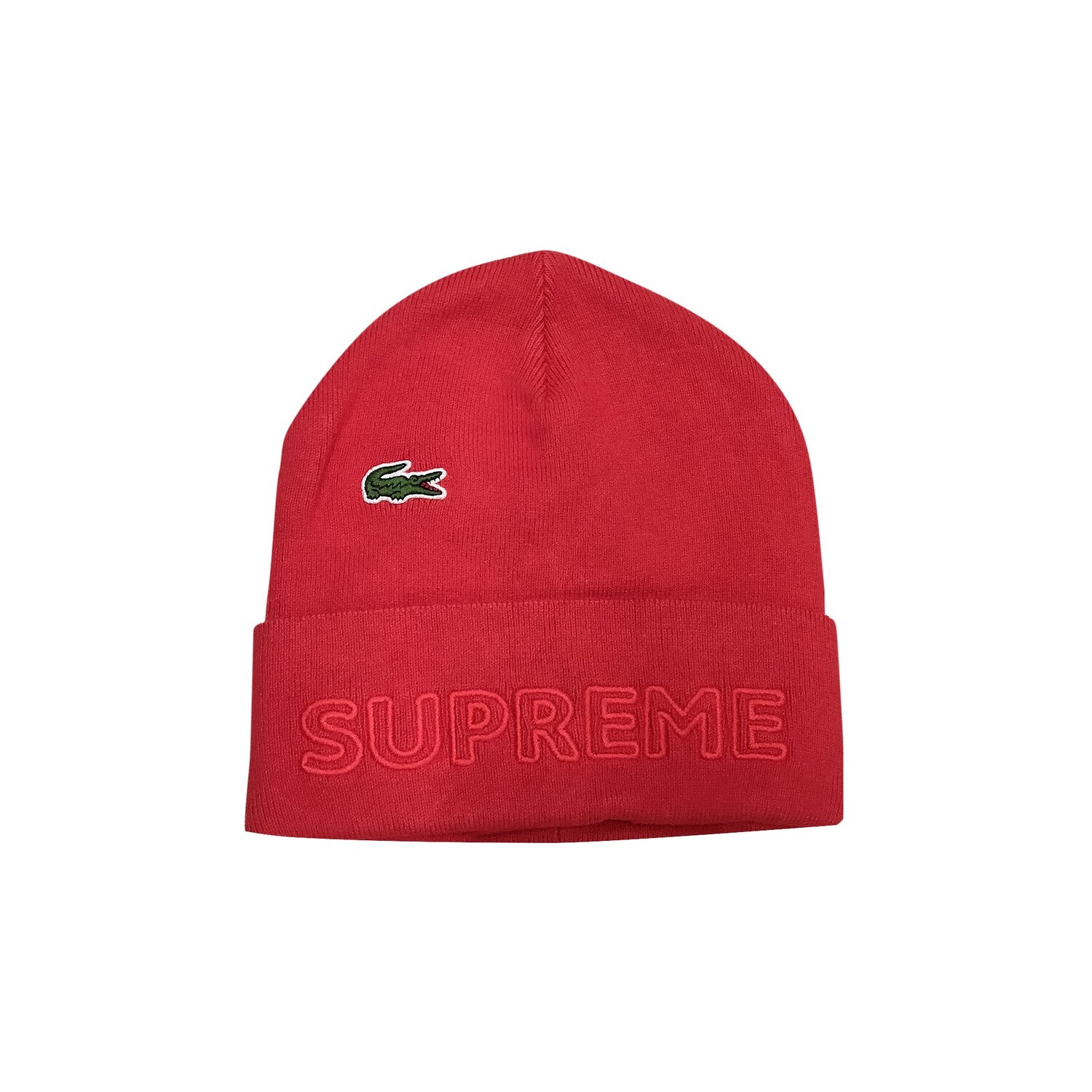 

Шапка-бини Supreme x Lacoste, красная