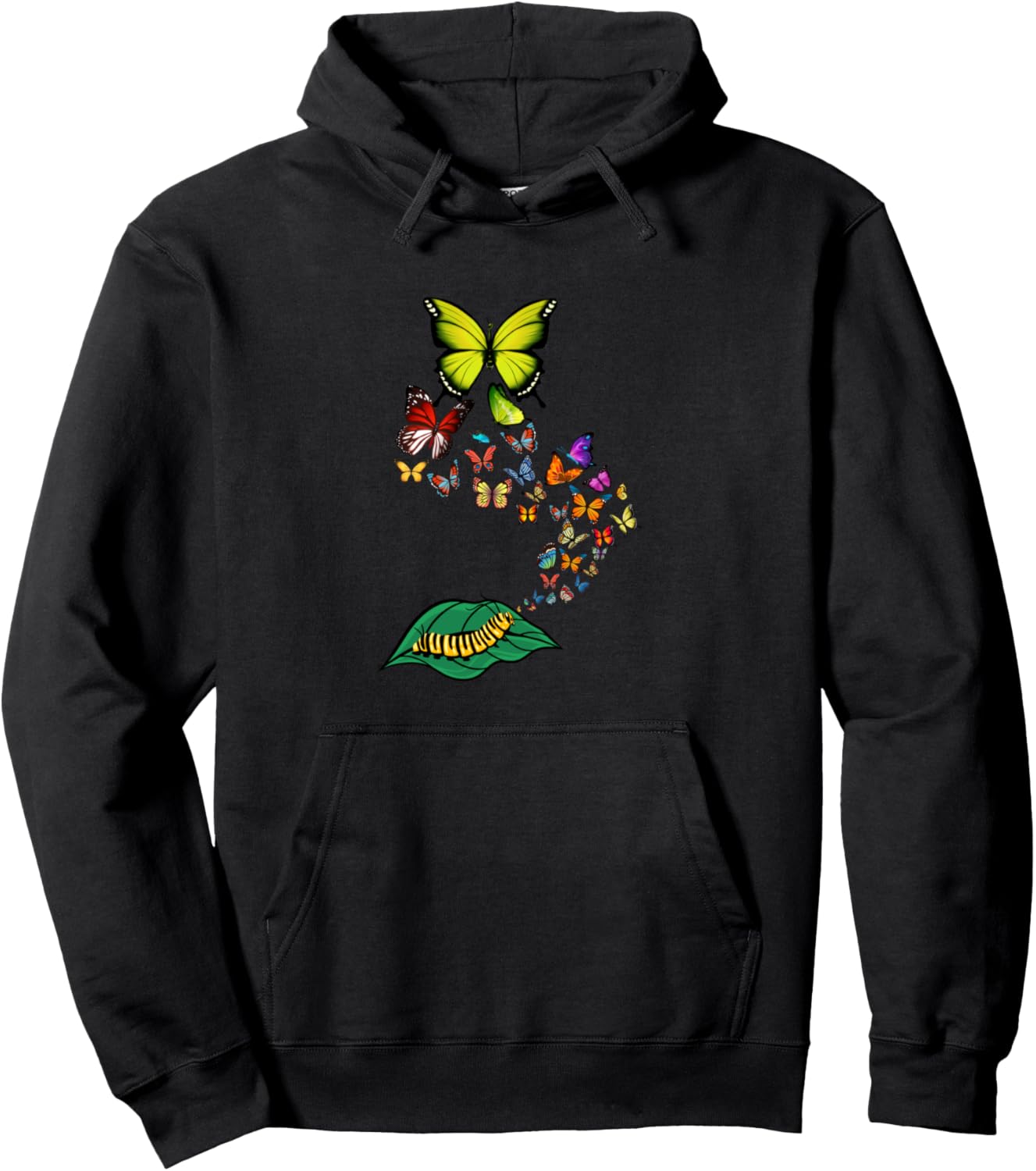 

Толстовка с рисунком кокона гусеницы-бабочки для любителей бабочек Butterfly Caterpillar Cocoon Design, черный