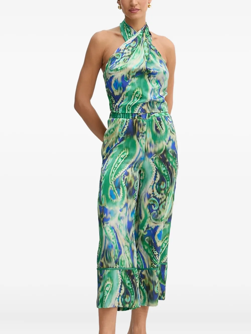 

Блузка на шее с узором «пейсли» Simona Corsellini, зеленый