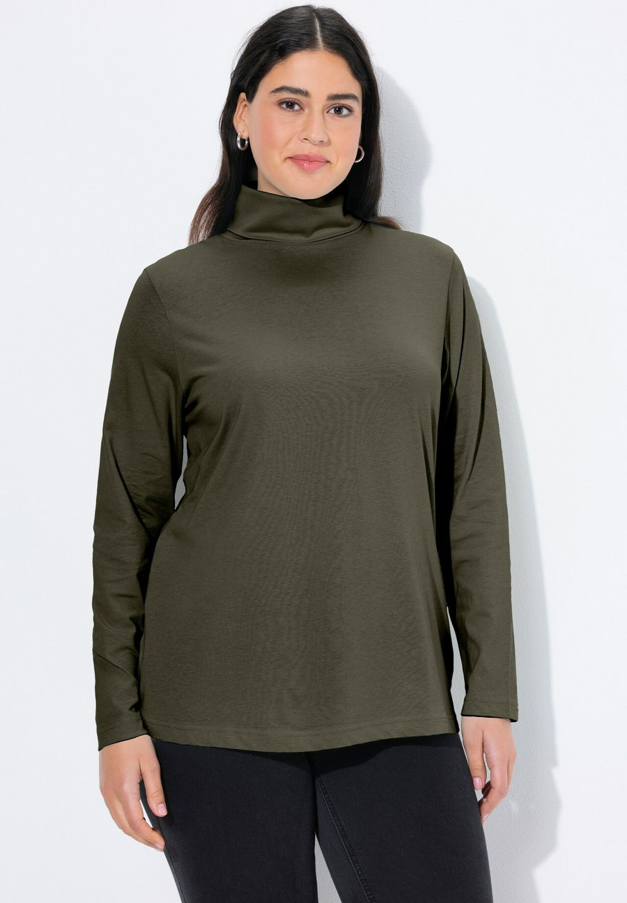 

Топ Ulla Popken BASIC TURTLENECK , Olive Grey/Teal