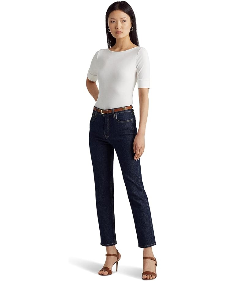 

Топ LAUREN Ralph Lauren Stretch Cotton Boatneck, белый