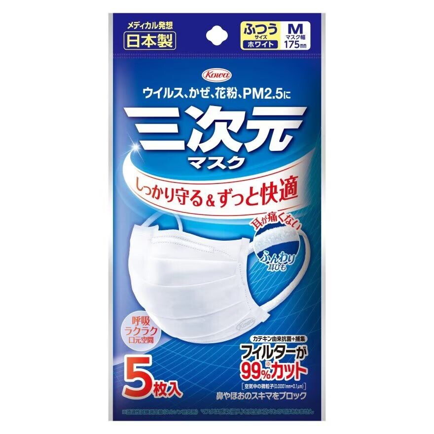 

Kowa 3D Маска CTP Размер M (Белая) 5 шт./упак, White