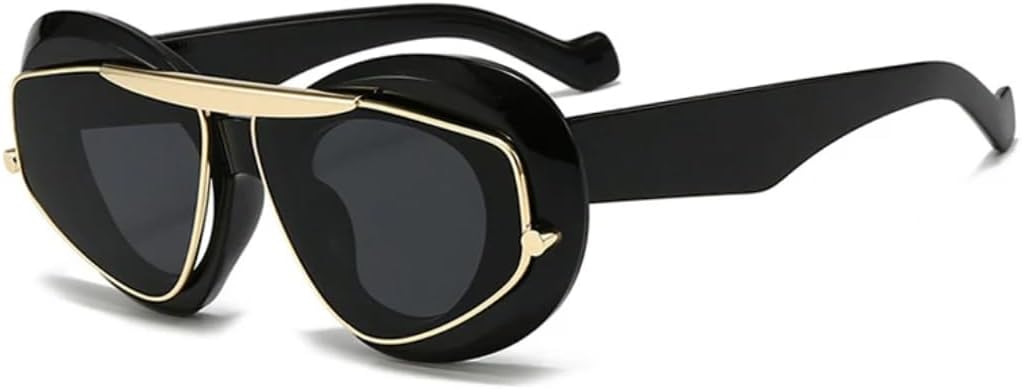 

Женские солнцезащитные очки «кошачий глаз», модные, большие, ретро, ​​с уникальными линзами, защита от УФ-излучения UV400, мужские в стиле панк, цвет «желе чай» UUPTTPL, Black Gray