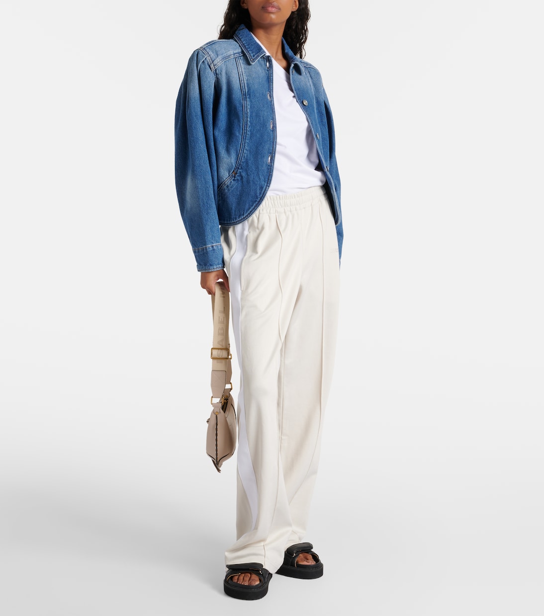 Спортивные брюки Roldy из хлопкового джерси Isabel Marant, экрю — фото 2