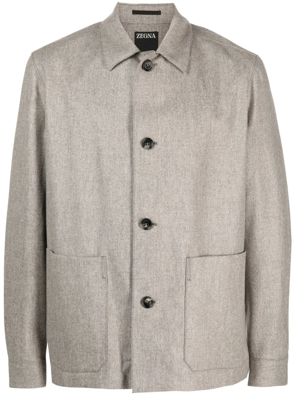 

Шерстяная куртка-рубашка на пуговицах Zegna, серый