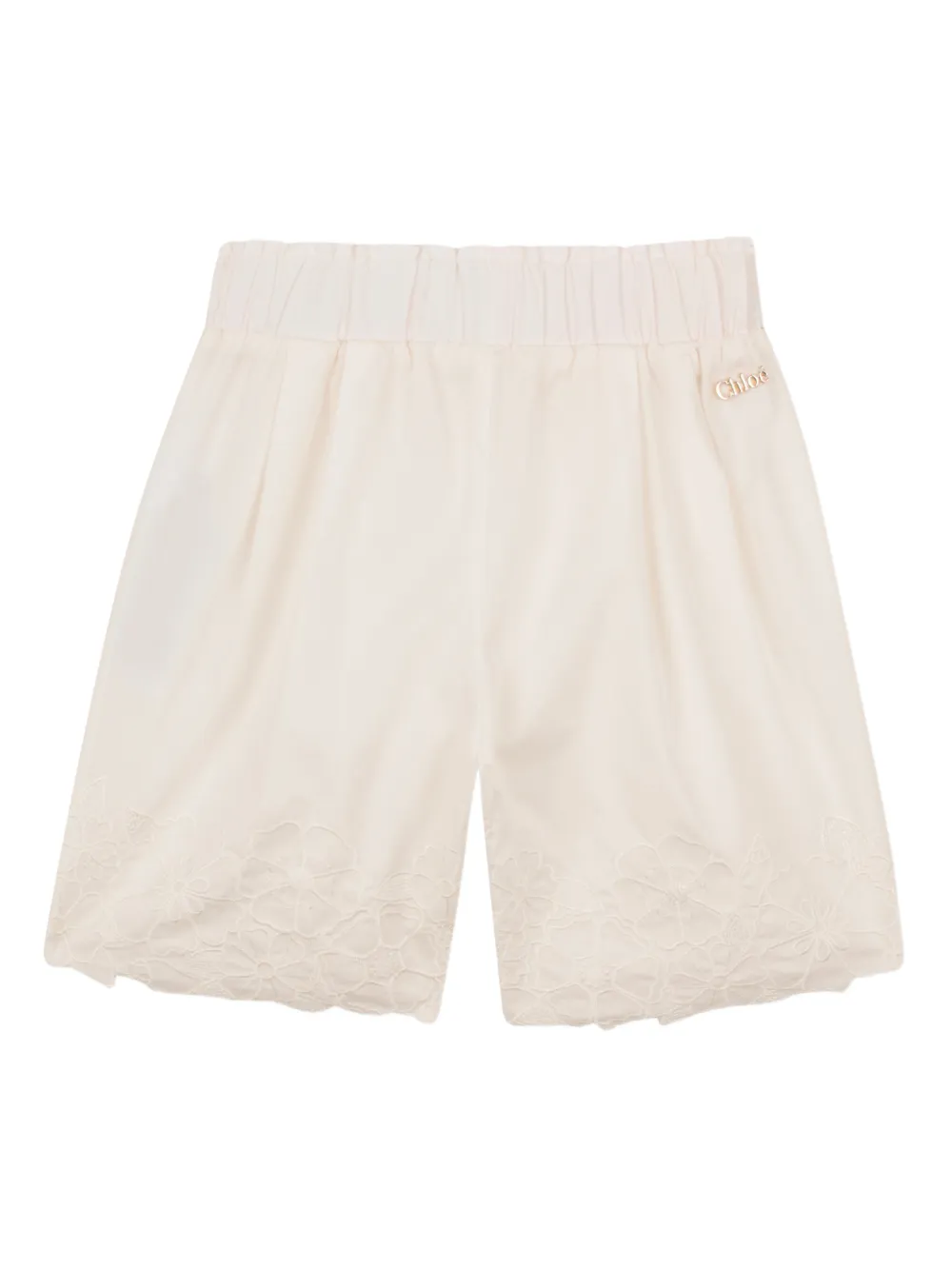 Шорты с цветочной вышивкой Chloé Kids, нейтральный — фото 2