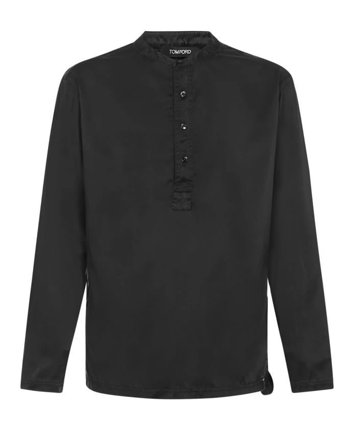 

Шелковая рубашка с круглым вырезом и асимметричным подолом. Tom Ford, черный