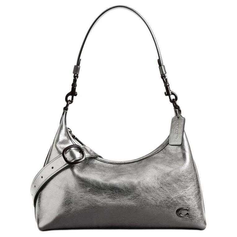 

Кожаная плечевая сумка через плечо портативная Tubas Women's White Aluminum With Anthracite COACH