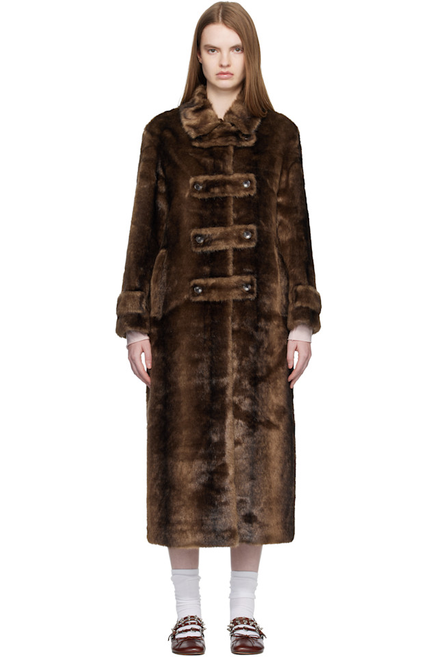 

Пальто из искусственного меха с застежкой-липучкой Open Yy, коричневый