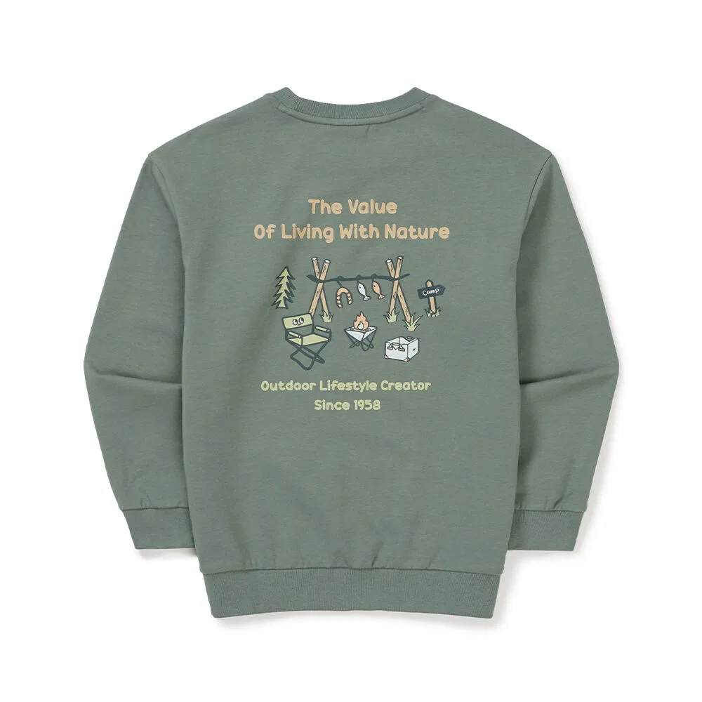 Детский мятный свитшот с принтом кемпинга от Snowpeak Apparel Kids — фото 3