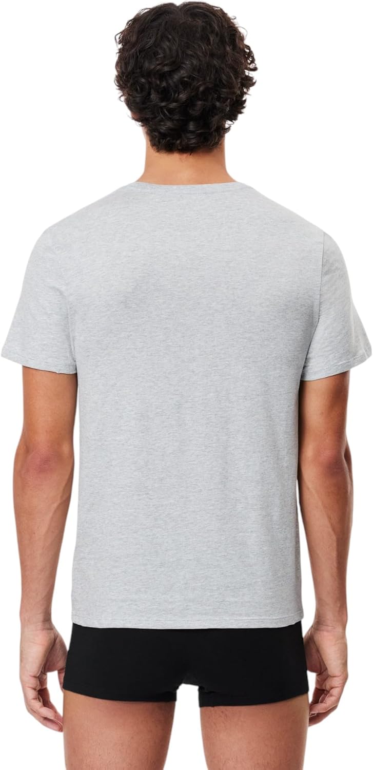 Мужская майка Lacoste Slim Fit, 100% хлопок, 3 шт, White/Dove Grey/Black — фото 3
