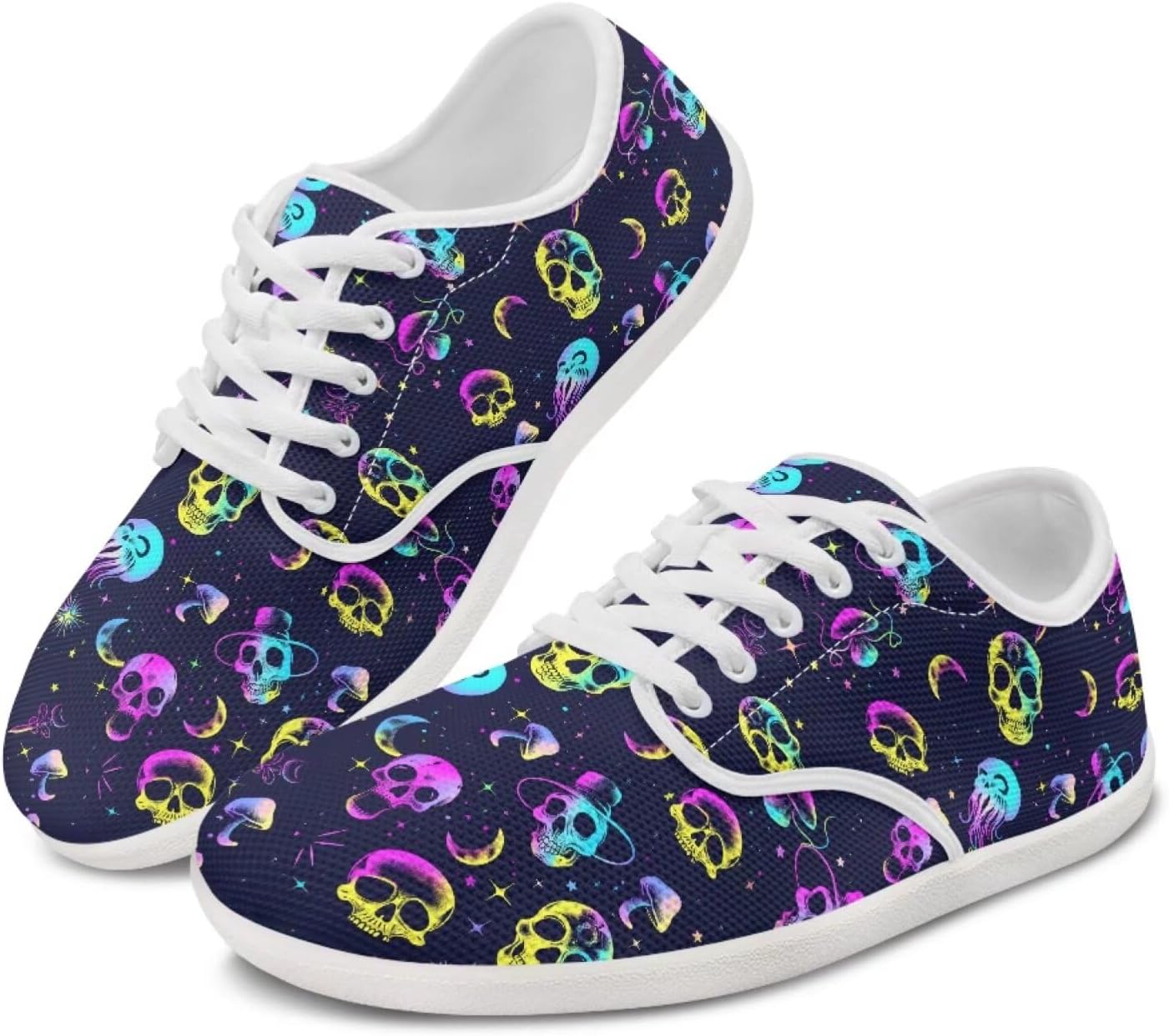 

Женские рабочее кроссовки с черепом широкой ширины теннисные кроссовки для ходьбы на плоских днях рождения спортивные кроссовки Ecaestolph, синий