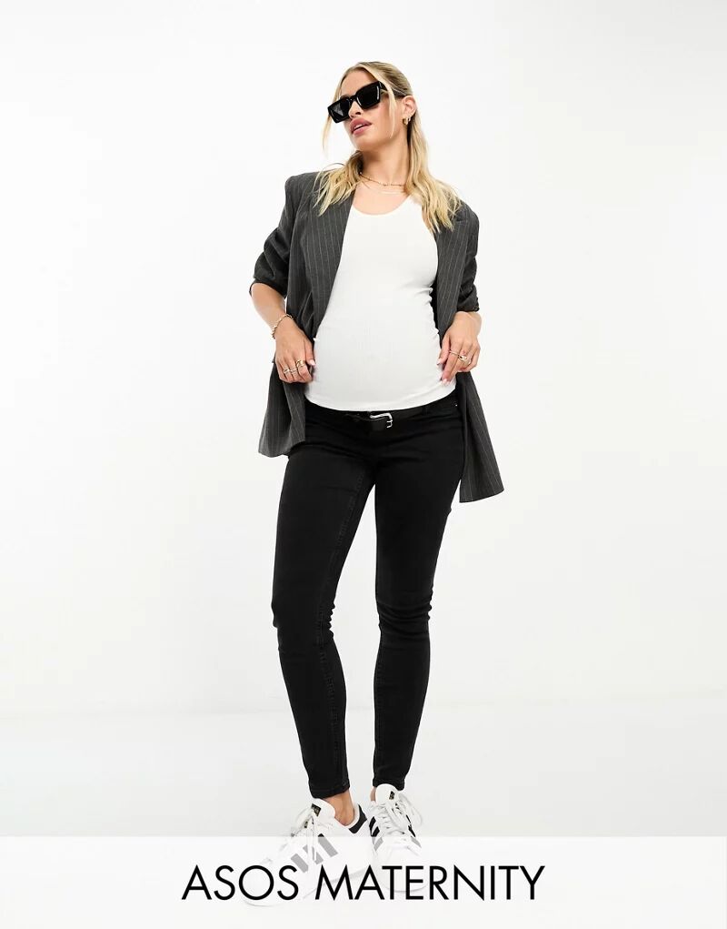 

Черные джинсы скинни ASOS DESIGN Maternity