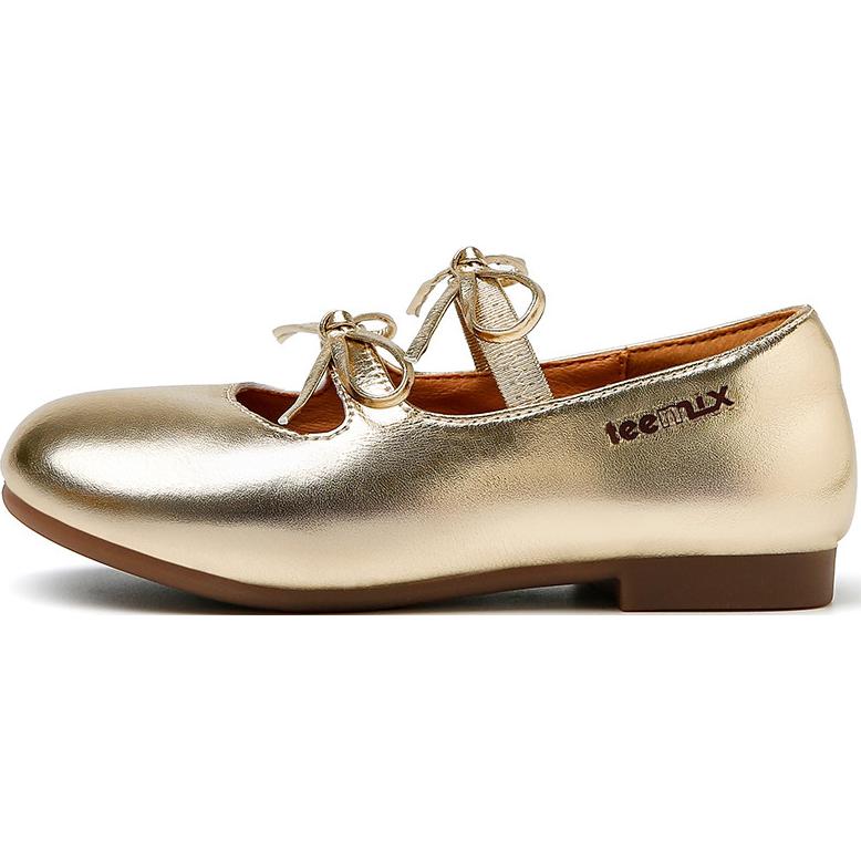 

Teenmix Противоскользящие износостойкие низкие детские кожаные ботинки gold kids