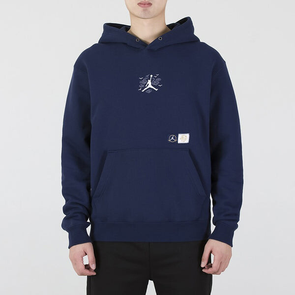 Толстовка Men's Air Jordan CNY New Year's Edition Embroidered Logo Sports Pullover Navy Blue, синий — фото 3