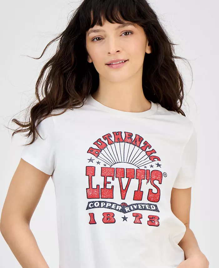

Женская хлопковая футболка Perfect Graphic Logo Levi's, розовый