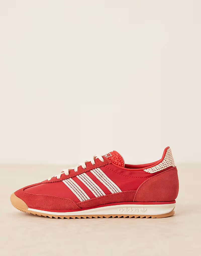 Кроссовки Adidas Originals SL 72 OG крючком красного и кремового цветов — фото 2
