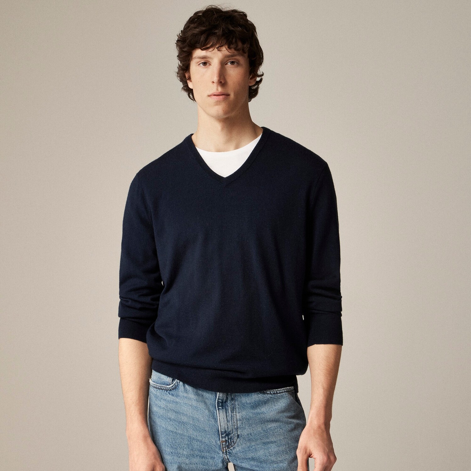 

Свитер с V-образным вырезом из мериносовой шерсти J.Crew, синий