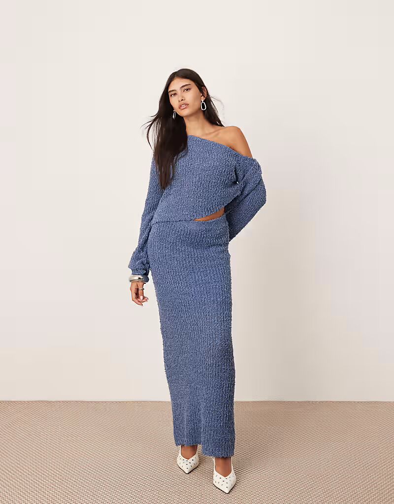 

Юбка мидакси из тонкой вязки ASOS EDITION цвета сланцево-голубой