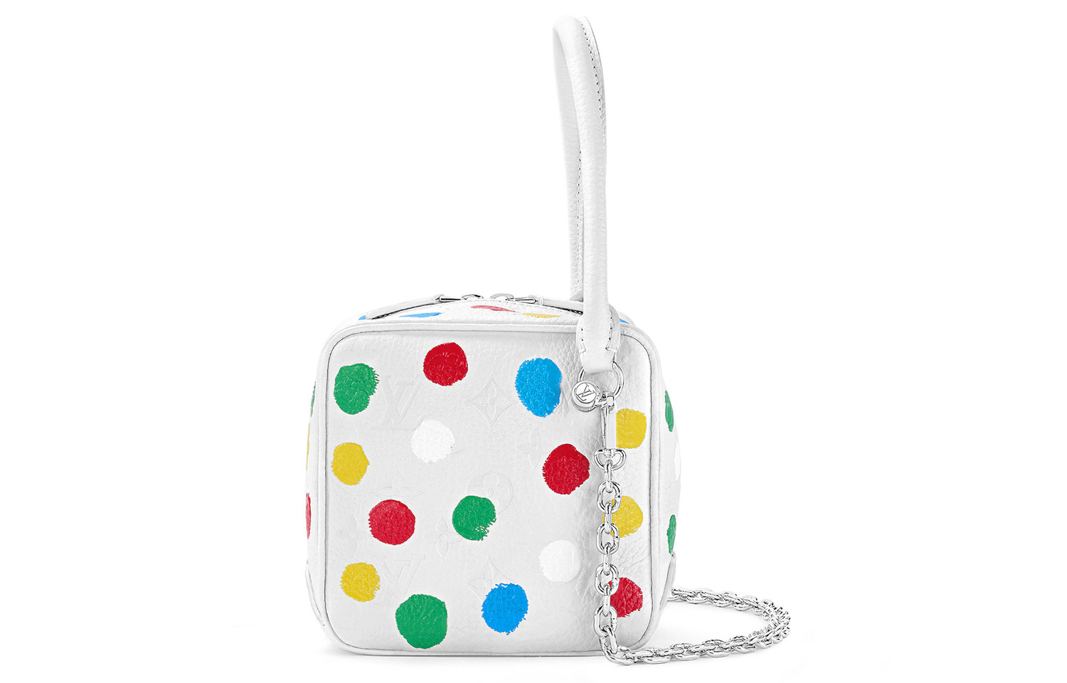 

Коллаборация с Яёи Кусамой Квадратная кожаная сумка через плечо на ремне Повседневная женская белая LOUIS VUITTON