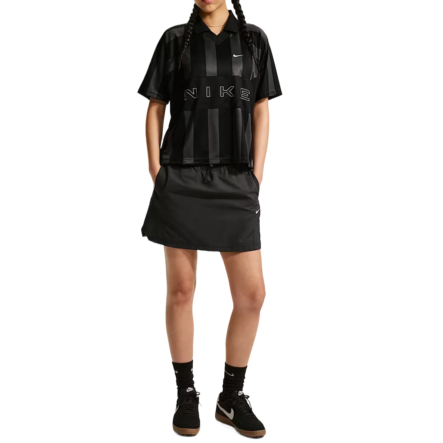 Спортивная футболка с рукавом реглан женская Nike, Black/Black/Black/Pink White