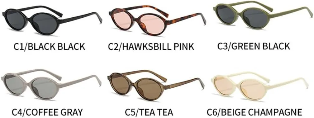 

Солнцезащитные очки для мужчин и женщин - защита UV400 - маленькие овальные линзы конфетного цвета для занятий спортом на открытом воздухе и вождения DSVIGF, Tea