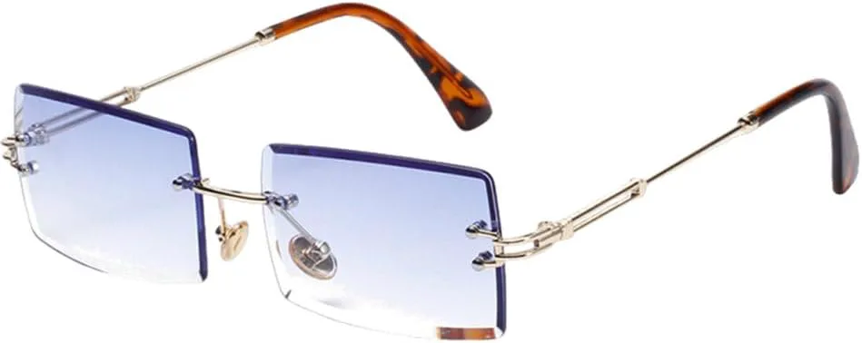 

Солнцезащитные очки MUTYNE в стиле ретро без оправы, женские, прозрачные, зеленые, голубые, прямоугольные, с защитой от УФ-излучения UV400, Gold With Sky Blue