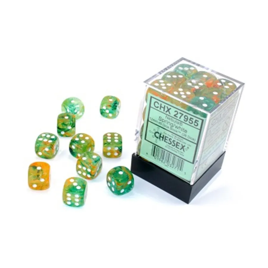 

d6 12 мм Пружина с белым (36), Dice - Nebula (Chessex)