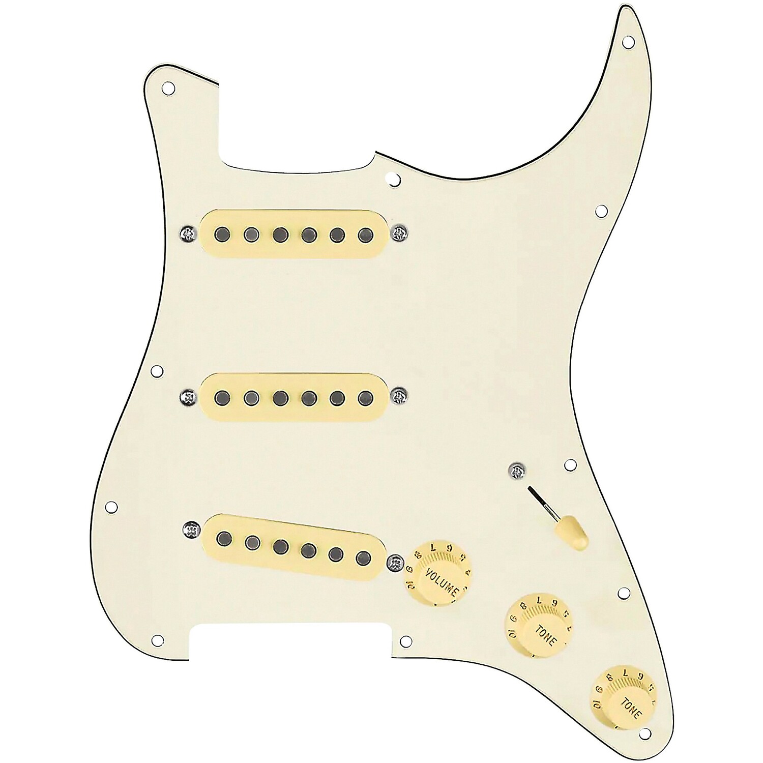 

Накладка 920d Custom Generation Loaded для Strat с состаренными белыми звукоснимателями и ручками, а также пергаментом для жгута проводов S5W-BL-V