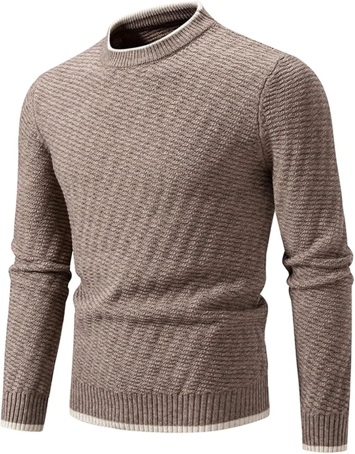 

Мужской свитер с круглым вырезом и длинными рукавами, кабельная вязка, теплый для зимы AQAYL