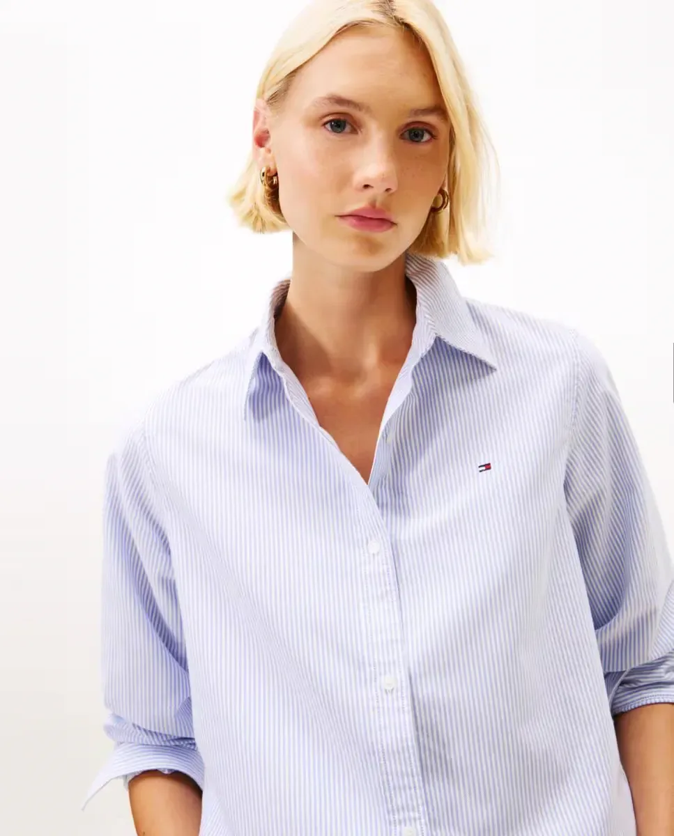 Женская рубашка с силуэтом relaxed Tommy Hilfiger, светло-голубой — фото 2