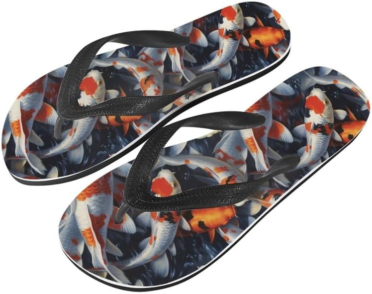 

Женские шлепанцы с тай-дай Semiouray, Гавайский граффити, мягкие и удобные, летние шлепанцы для душа на открытом воздухе, Multi-colour Koi Carp