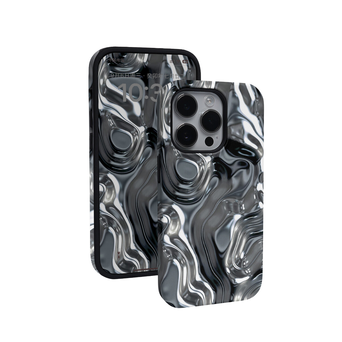 

Чехол для телефона Keshami, Gray silver flow pattern half pack with magnetic